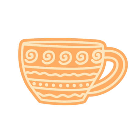 Gingerbread. Spice cake. Cup. Teacup. Flat, vectorのイラスト素材