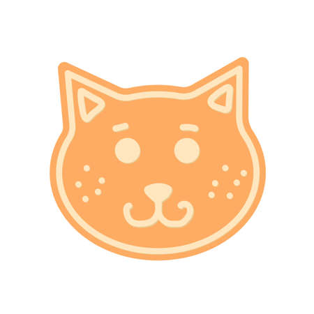 Gingerbread. Spice cake. Cat. Teacup. Flat, vectorのイラスト素材