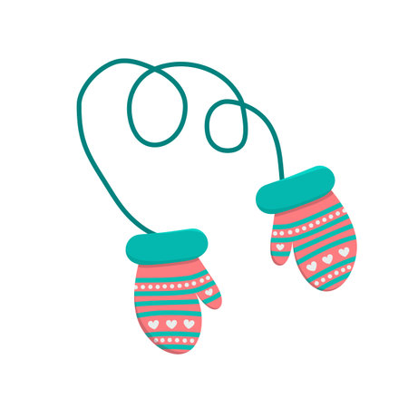 Mittens. Pink blue mitten. Flat, cartoon, vectorのイラスト素材