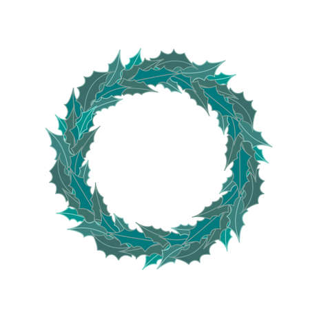 Christmas holly wreath. Ring with leaves. Decoration. Flat, cartoon, vectorのイラスト素材