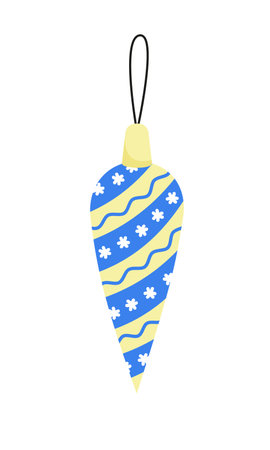 Striped Christmas ornament. Icicle. Decoration. Cartoon, flat, vectorのイラスト素材