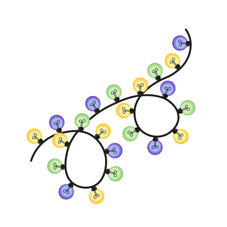 beads garland, christmas, bead, garland, set, illustration, isolated, cartoon, flat, vector, eps 10.のイラスト素材