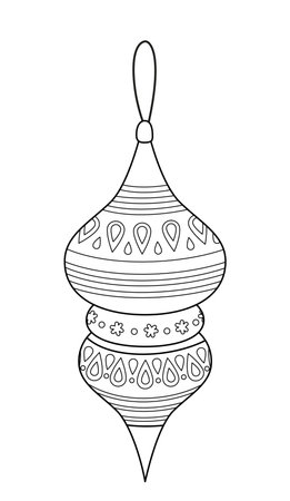 Christmas decoration coloring page. Black and white ornament. Vectorのイラスト素材