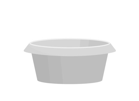 Stainless dog bowl. Steel bowl for pet. Cartoon, flat, vectorのイラスト素材