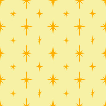 Seamless pattern with stars in yellow color. Cartoon, flat, vectorのイラスト素材
