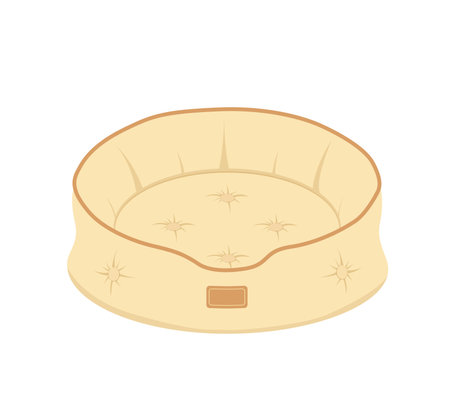 Cozy bed for pet, dog, cat. Beige place for sleeping cat, dog. Flat, cartoon, vectorのイラスト素材