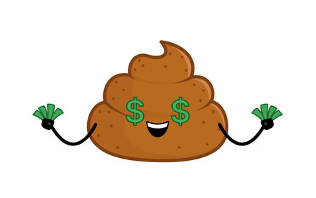 Poop and much money. Character, icon, face. Kawaii cartoon vectorのイラスト素材
