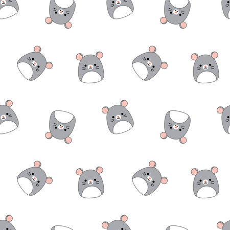 mouses on seamless pattern. Squishmallows. Background with mouse.のイラスト素材