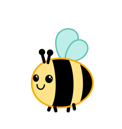 Bee. Cute cartoon bee. Cartoon, kawaii, vector.のイラスト素材