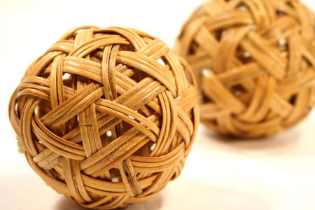 Wickers balls isolated against a white backgroundの写真素材