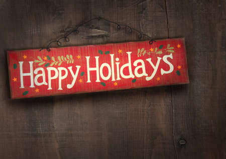 Holiday sign on distressed wooden wallの写真素材