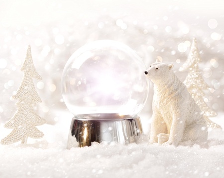 Snow globe in  winter sceneの写真素材