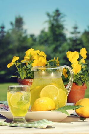 Fresh lemonade on a hot summer dayの写真素材
