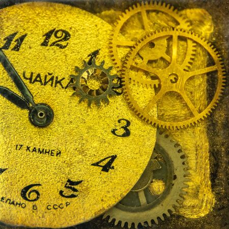 old gold clock mechanism steampunk