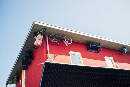 red house turned aroundの写真素材