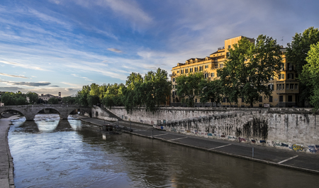 Bridge over the Tiber Tiber Islandのeditorial素材