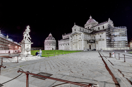 Italy, Pisa, Piazza del Duomo - shot at the monuments in piazza del duomo where there is the famous leaning tower of Pisaの写真素材