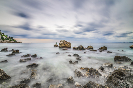 France, Nice Cote d'Azur - Shot made during a trip in a camper in November 2013; wide angle and long exposure.の写真素材