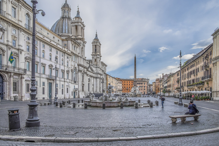 Italy, Rome, 04 May 2014, Piazza Navona at 6 o'clock empty in the morningのeditorial素材