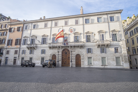 Italy, Rome, Piazza di Spagna, 13/12/2015, Early morning in front of Embassy of Spain in Piazza di Spagnaのeditorial素材