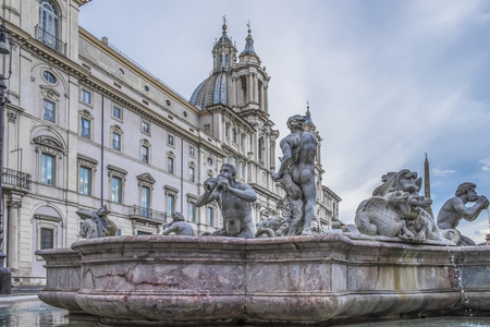Italy, Rome, 04 May 2014, Piazza Navona at 6 o'clock empty in the morningのeditorial素材