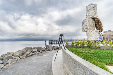 Italy, Bracciano, Anguillara Sabazia - 31 January 2016: This is the classic winter day on Lake Bracciano and the passion for photography does not give upのeditorial素材