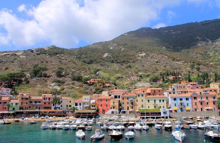 Seaport of the island of Giglio, Italyのeditorial素材