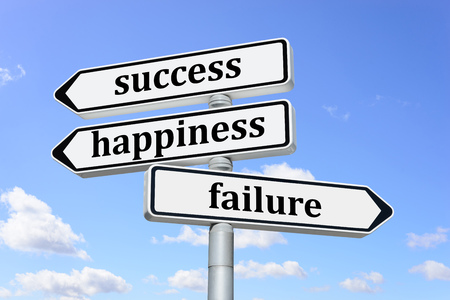 Plates that inform the way forward. Do you want to be happy, successful or unsuccessful?の写真素材