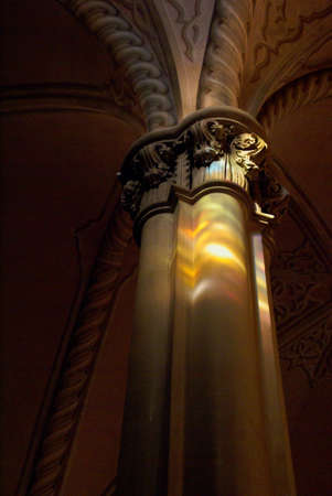 Nice lights colours on church's column.の写真素材