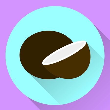 vector round flat icon coconut, violet, blueのイラスト素材