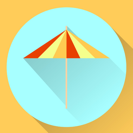 vector round flat icon umbrella cocktail, orange, red, blue yellowのイラスト素材