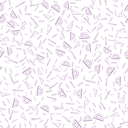 vector illustration. seamless abstract pattern. background with a ruler, triangle and protractor. lines, zigzags. whiteのイラスト素材