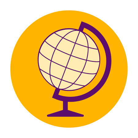 vector illustration orange round icon, globe, line artのイラスト素材