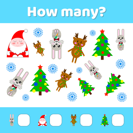 Vector illustration. Educational a mathematical game. Counting game for children. How many.のイラスト素材