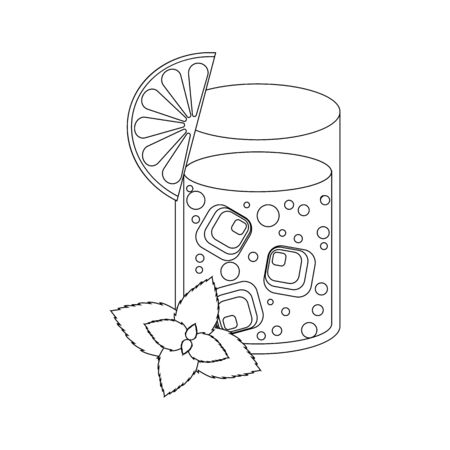 Coloring book for children. Vector illustration. lemon mint cocktailのイラスト素材
