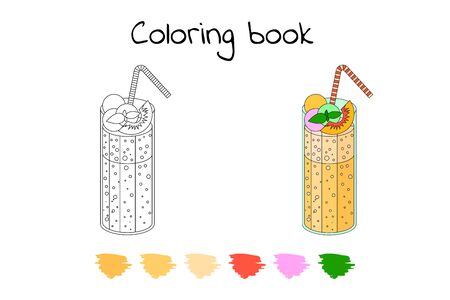 Coloring book for children vector cocktail, peach.のイラスト素材