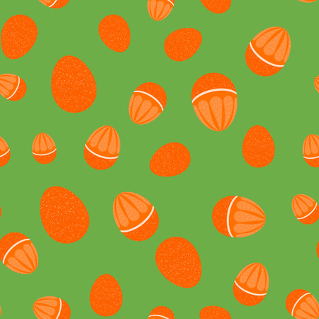 Repetitive egg with orange fruit seamless pattern.のイラスト素材