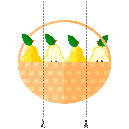 A game for children of preschool age. Cut the picture into pieces. Fold in the right order. Mosaic. basket of yellow pearsのイラスト素材
