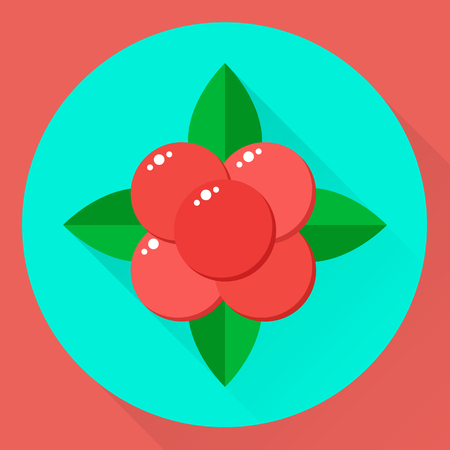 illustration, flat round icon stone bramble, forest red bの写真素材