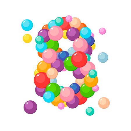 Vector cartoon number 8 for kids of the colored balls.