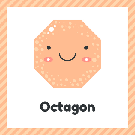 vector illustration. cute geometric figures for kids. Pink shape octagon isolated on white background.のイラスト素材