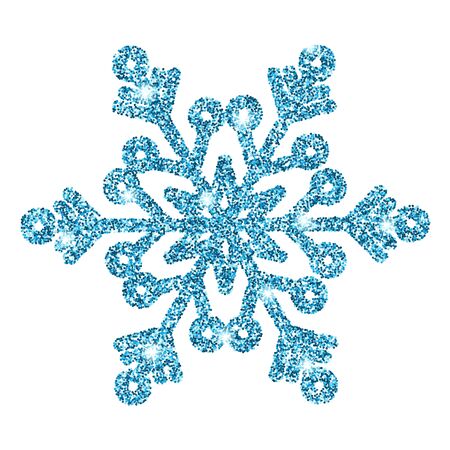 Blue glitter shine snowflake isolated on white background. Christmas decoration. Vector illustration.のイラスト素材