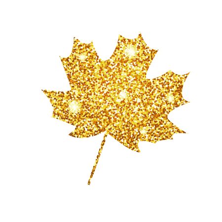 Vector illustration.  Glitter texture gold autumn leaf mapleのイラスト素材