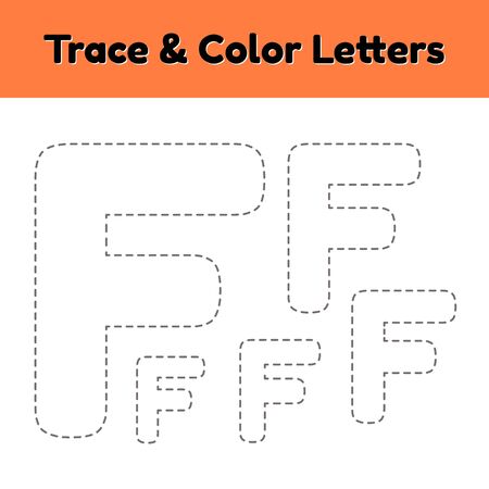 Trace line letter for kindergarten and preshool kids. Write and color. Vector Illustration.のイラスト素材