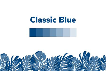 Classic blue Floral  with leaves monstera.のイラスト素材