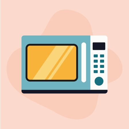 Flat icon modern blue and white microwaveon pink background. Vector illustration.のイラスト素材