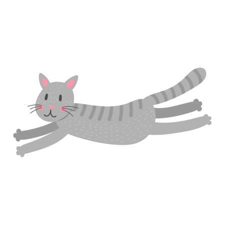 Cute cartoon funny cat. Print for kids t-shirts and clothes. Isolated on white background.のイラスト素材