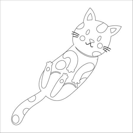 Coloring book with cute cat animal. For kids kindergarten, preschool and school age.のイラスト素材