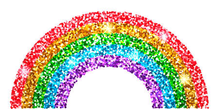 Rainbow glitter. Cute print for kids. illustration.の写真素材