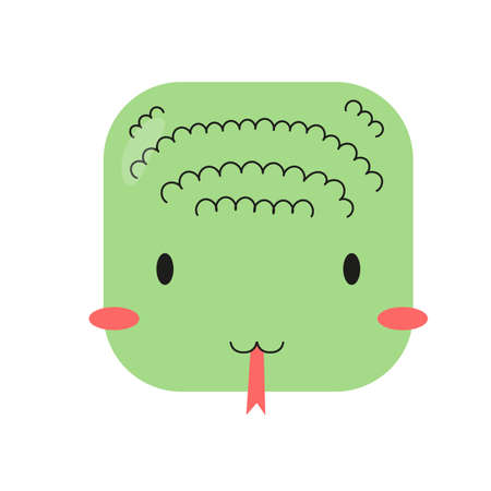 Square forest animal cartoon face. Cute icon snake. vector illustration.のイラスト素材